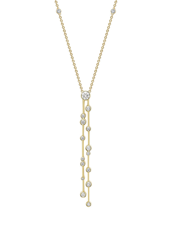 Raindance Double Drop Yellow Gold Diamond Pendant