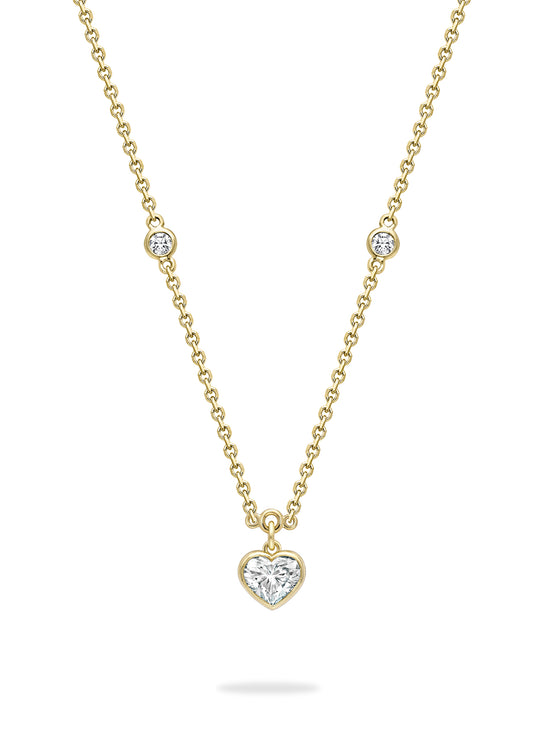 Classic Heart Yellow Gold Diamond Pendant