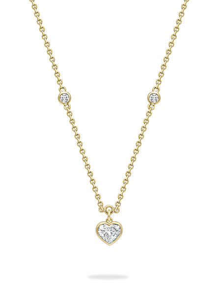 Classic Heart Yellow Gold Diamond Pendant