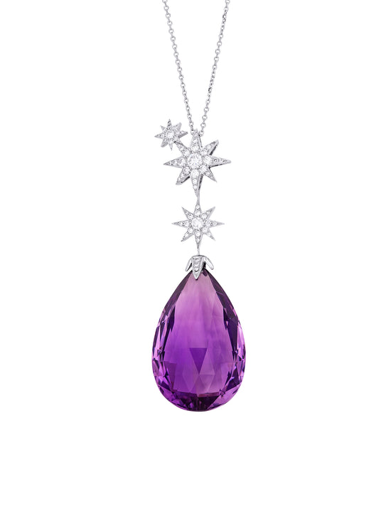 Cabaret Amethyst and Diamond Platinum Star Pendant