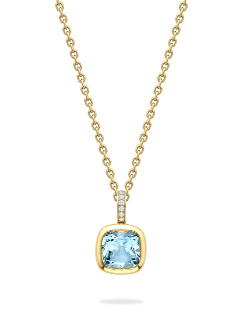 Florentine Dolce Vita Cushion Aquamarine Yellow Gold Pendant