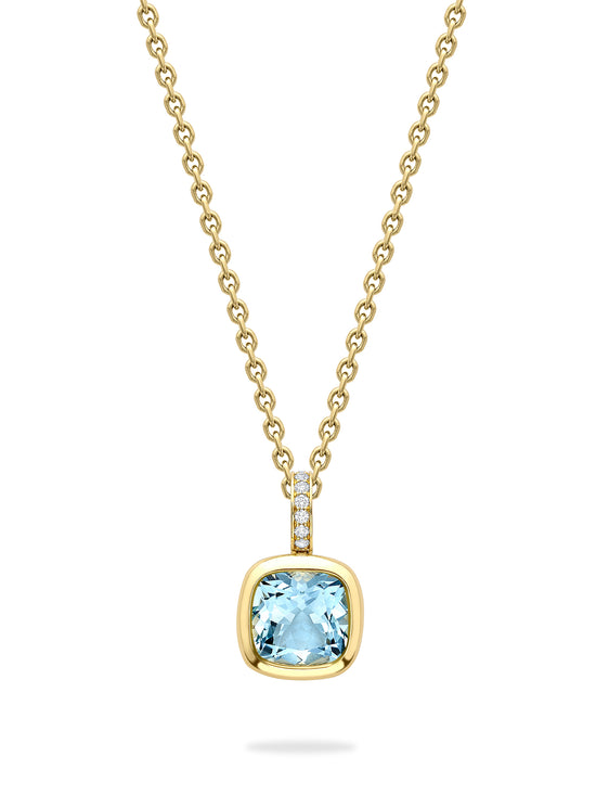 Florentine Dolce Vita Cushion Aquamarine Yellow Gold Pendant