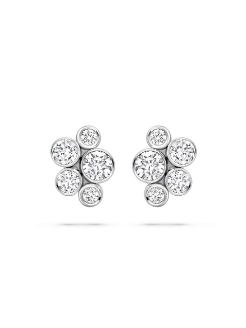 Raindance Classic Cluster Platinum Stud Earrings