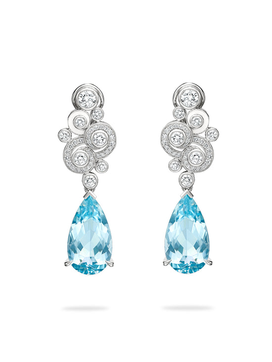 A Family Journey Geneva Aquamarine Platinum Earrings