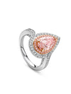 Vintage Pear Pink Diamond Platinum Ring