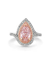 Vintage Pear Pink Diamond Platinum Ring