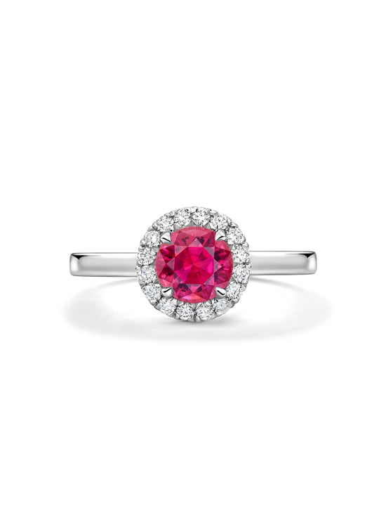 Vintage Round Pink Sapphire Platinum Ring | Boodles