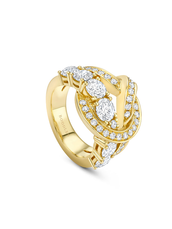 The Knot Large Yellow Gold Diamond Ring | Boodles