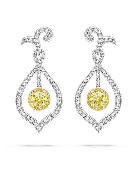 Shades of Fire Yellow Diamond Earrings