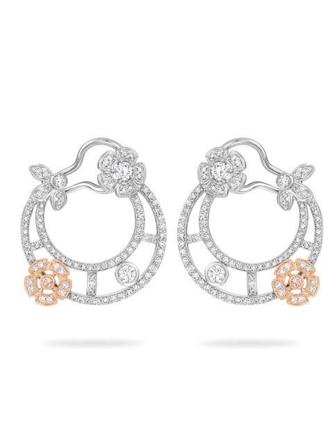 Secret Garden Flower Diamond Platinum Earrings