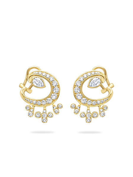 Lucky Yellow Gold Diamond Horseshoe Splash Earrings