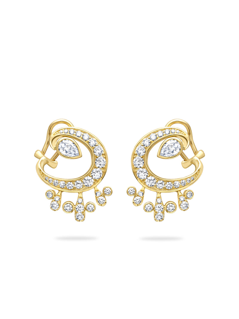 Lucky Yellow Gold Diamond Horseshoe Splash Earrings