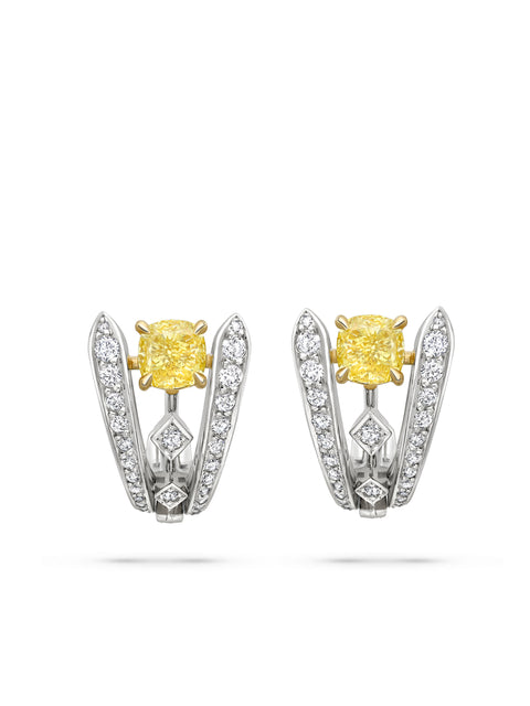 Peace of Mined Yellow Diamond Platinum Earrings