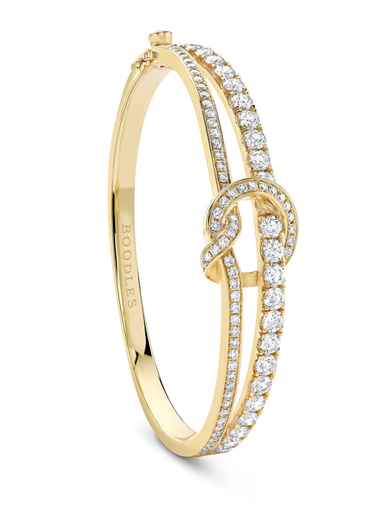 The Knot Yellow Gold Diamond Medium Bangle