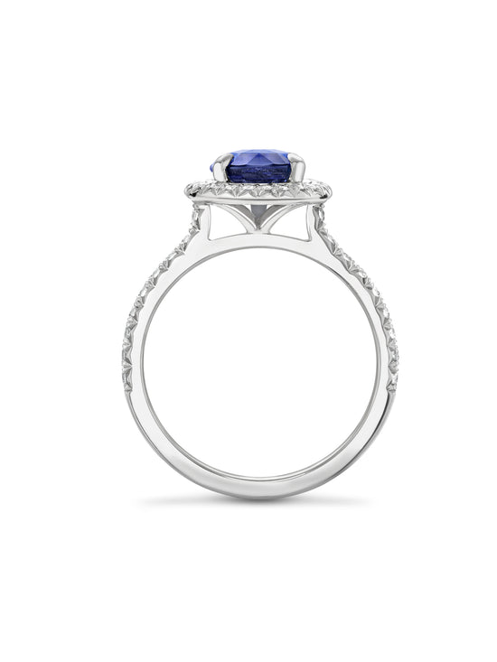 Vintage Pear Blue Sapphire Engagement Ring