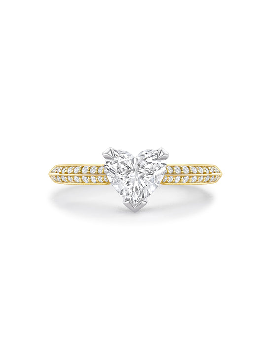 Petal Heart Yellow Gold Diamond Engagement Ring