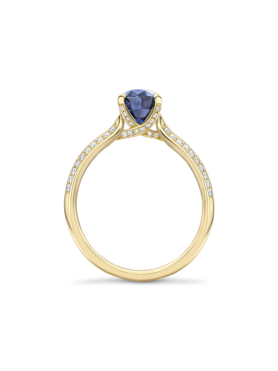 Petal Pear Cut Sapphire Yellow Gold Engagement Ring