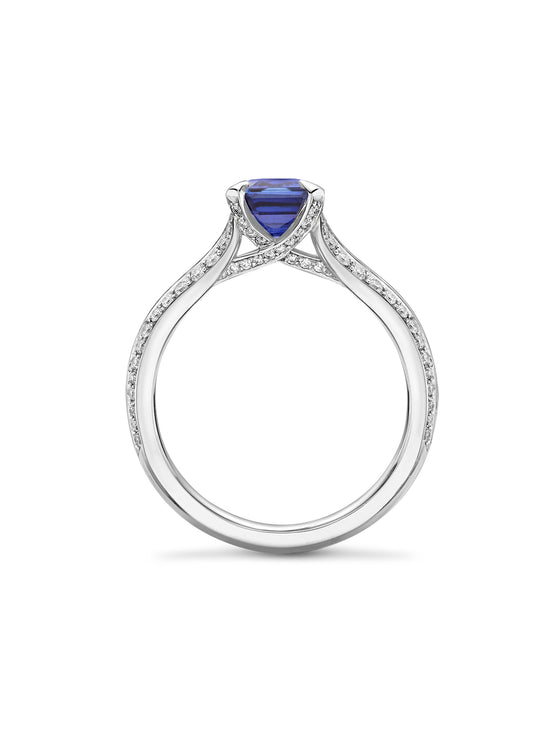 Petal Octagonal Sapphire Platinum Ring