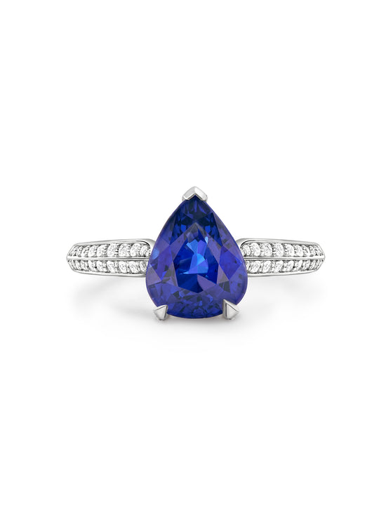 Petal Pear Sapphire Platinum Ring