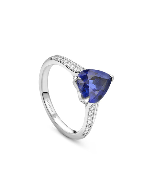 Petal Pear Sapphire Platinum Ring