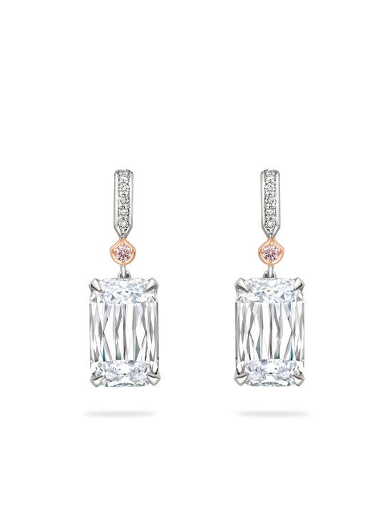 Ashoka White and Pink Diamond Drop Earrings | Boodles