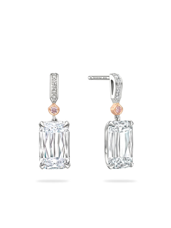 Ashoka White and Pink Diamond Drop Earrings | Boodles