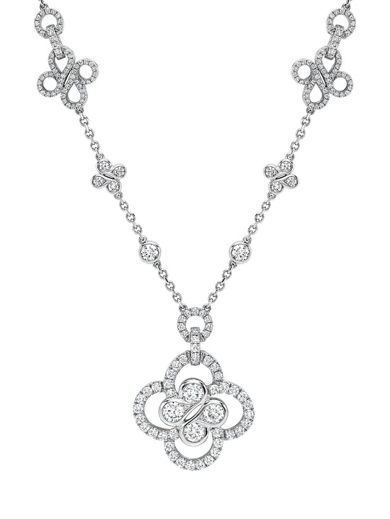 Be Boodles Long White Gold Large Diamond Necklace