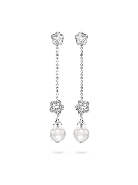 Blossom White Gold Detachable Pearl Drop Earrings