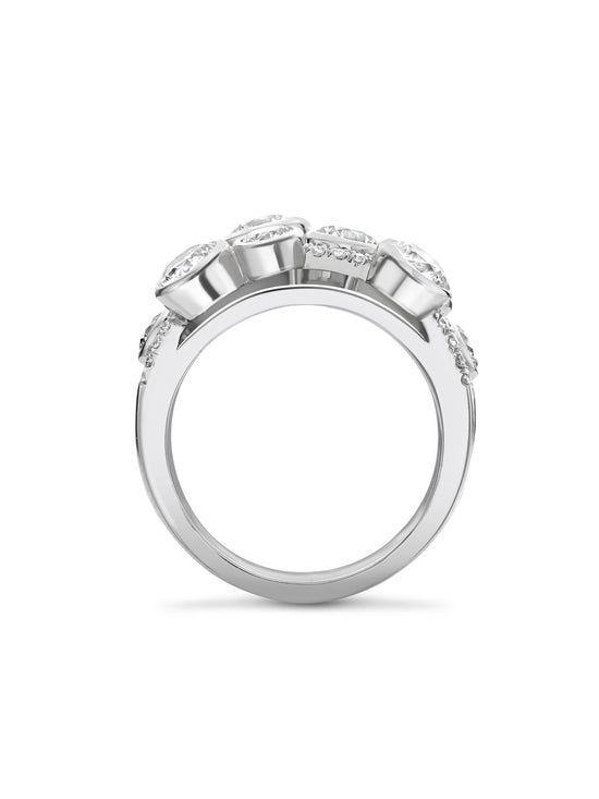 Waterfall Medium Three Row Platinum Diamond Ring