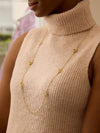 Knot Long Yellow Gold Diamond Necklace