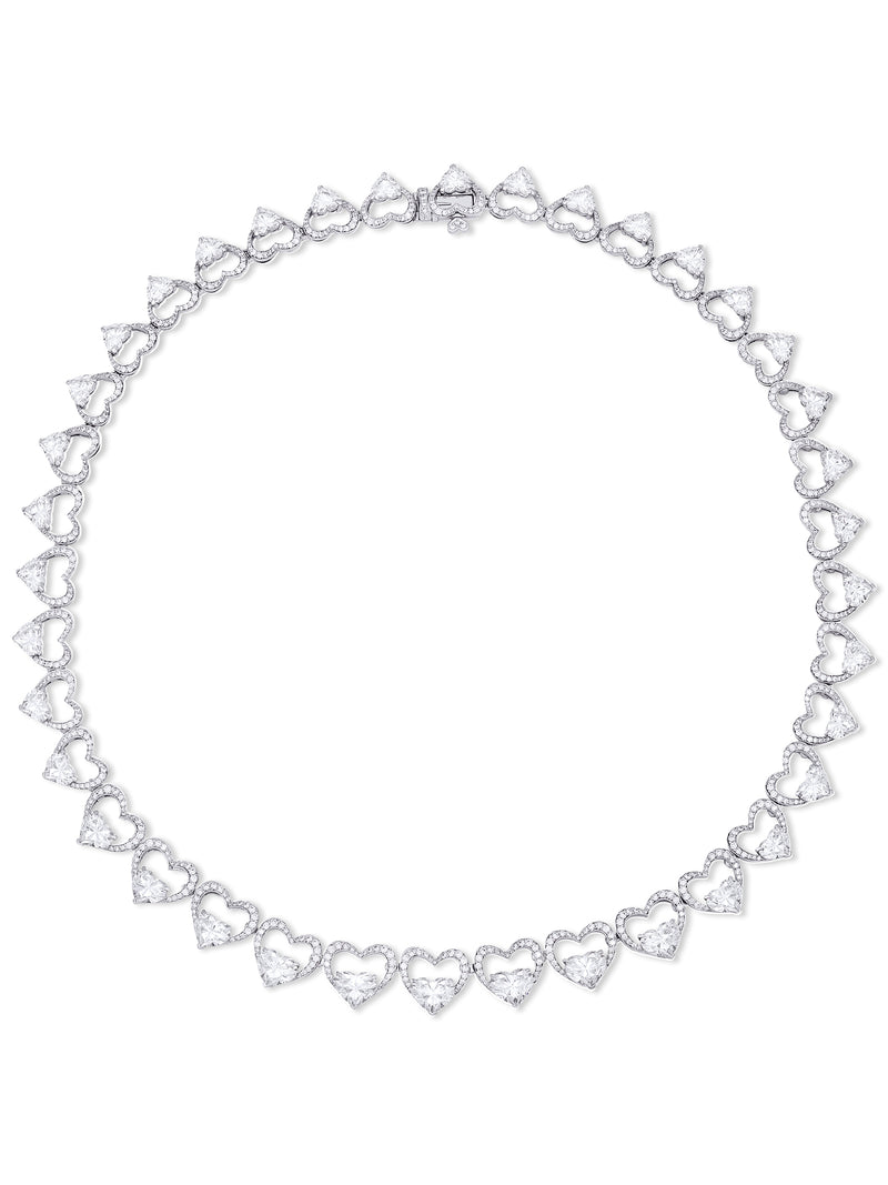 Classic Heart Diamond Platinum Necklace