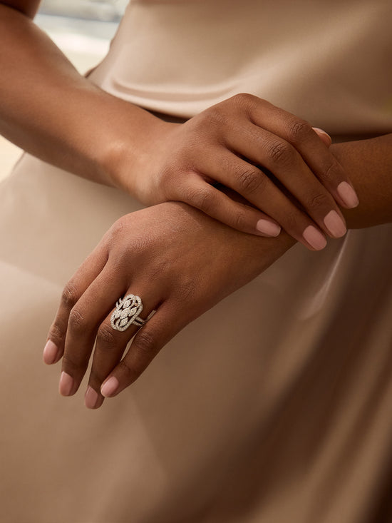 Secret Garden Platinum Marquise Pink Diamond Ring