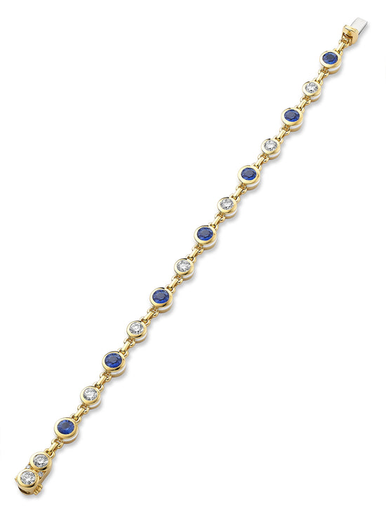 Florentine Sapphire and Diamond Yellow Gold Bracelet