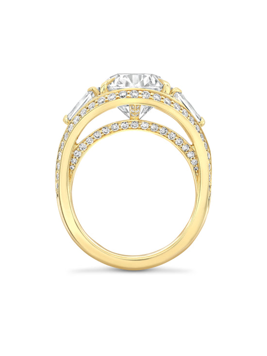 Peace of Mined Cushion Diamond Yellow Gold Ring