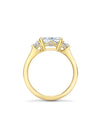 Classic Three Stone Light Pillar Ashoka Diamond Yellow Gold Ring