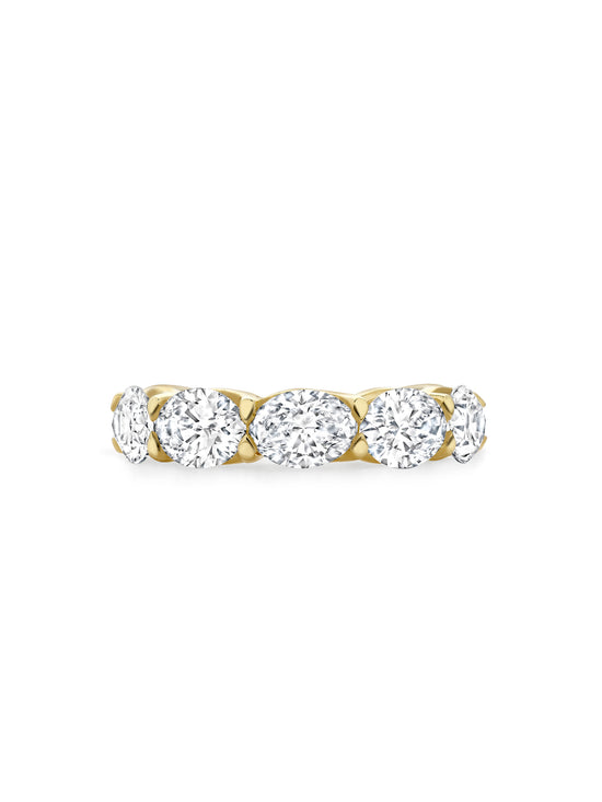 Classic Five Stone Oval Diamond Yellow Gold Ring