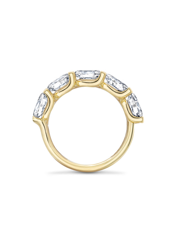 Classic Five Stone Oval Diamond Yellow Gold Ring