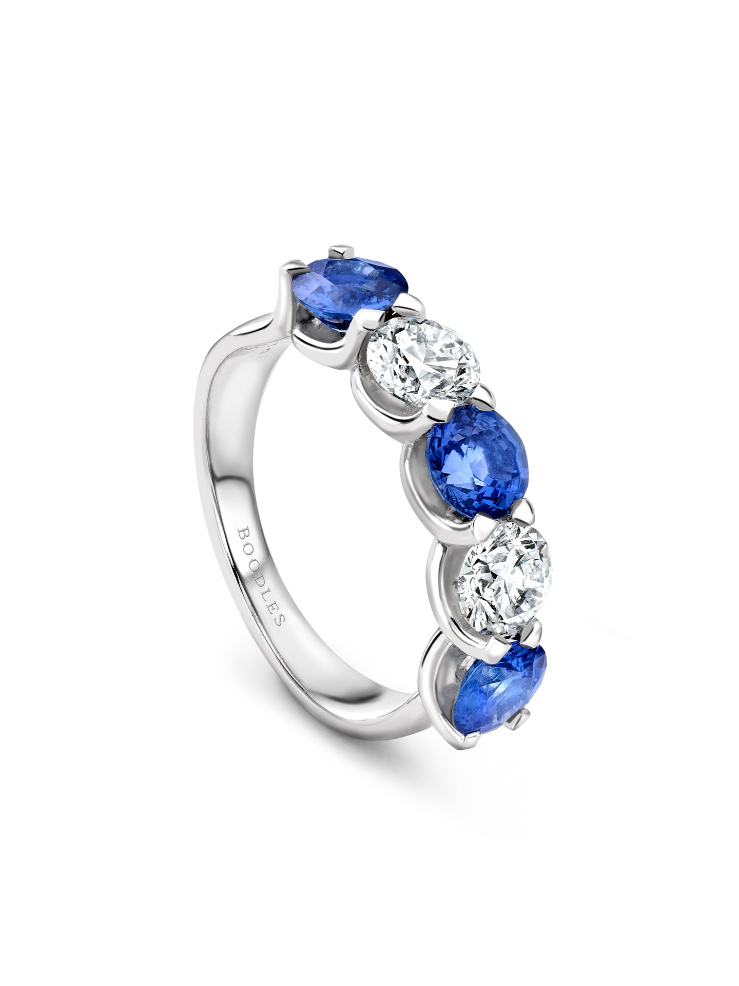 Classic Five Stone Diamond Sapphire Platinum Eternity Ring | Boodles