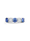 Classic Five Stone Oval Diamond Sapphire Platinum Eternity Ring