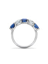 Classic Five Stone Oval Diamond Sapphire Platinum Eternity Ring