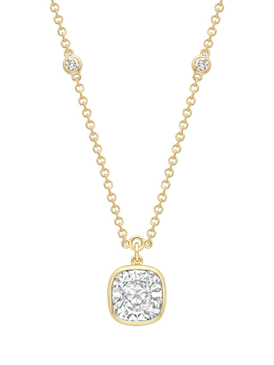 Florentine Cushion Diamond Yellow Gold Pendant