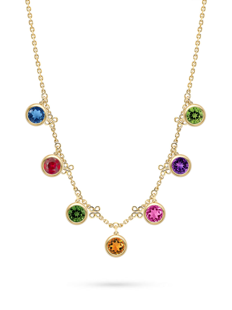 Beach Rainbow Yellow Gold Necklace