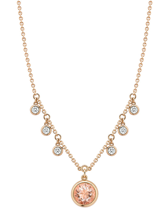 Beach Morganite and Diamond Rose Gold Pendant