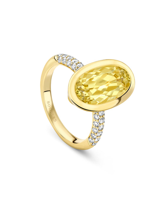 Florentine Dolce Vita Oval Chrysoberyl Yellow Gold Ring