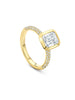 Florentine Emerald Cut Diamond Yellow Gold Ring