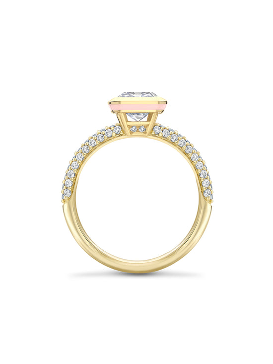 Florentine Emerald Cut Diamond Yellow Gold Ring