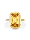 Florentine Cushion Topaz White Enamel Yellow Gold Ring