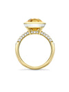 Florentine Cushion Topaz White Enamel Yellow Gold Ring