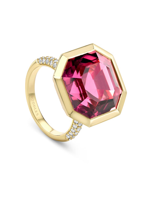 Florentine Dolce Vita Pink Tourmaline Yellow Gold Ring