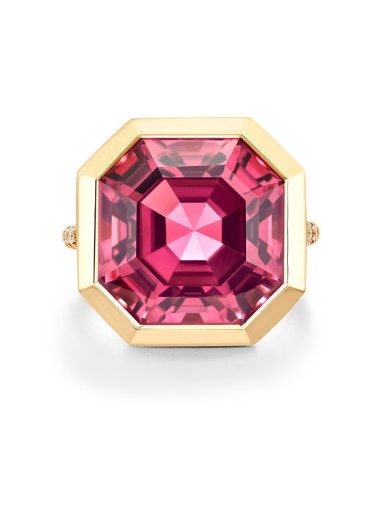 Florentine Dolce Pink Tourmaline Yellow Gold Ring